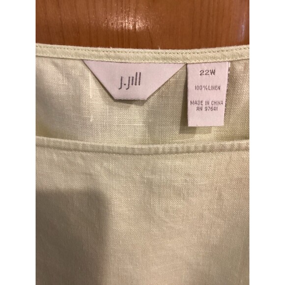 J JILL Shift Dress Womens 22W Knee Sleeveless Linen Pullover Green Yellow - Picture 4 of 10